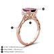 4 - Chand 2.24 ctw Emerald shape Rhodolite Garnet (8x6 mm) Accented Cadillac shape Lab Grown Diamonds Three Stone Women Engagement Ring 