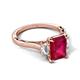 5 - Chand 1.74 ctw Emerald shape Ruby (8x6 mm) Accented Cadillac shape Lab Grown Diamonds Three Stone Women Engagement Ring 