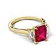 5 - Chand 1.74 ctw Emerald shape Ruby (8x6 mm) Accented Cadillac shape Lab Grown Diamonds Three Stone Women Engagement Ring 