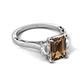 5 - Chand 1.94 ctw Emerald shape Smoky Quartz (8x6 mm) Accented Cadillac shape Lab Grown Diamonds Three Stone Women Engagement Ring 