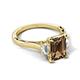 5 - Chand 1.94 ctw Emerald shape Smoky Quartz (8x6 mm) Accented Cadillac shape Lab Grown Diamonds Three Stone Women Engagement Ring 