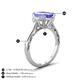 4 - Chand 1.94 ctw Emerald shape Tanzanite (8x6 mm) Accented Cadillac shape Lab Grown Diamonds Three Stone Women Engagement Ring 