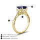 4 - Chand 1.74 ctw Emerald shape Blue Sapphire (8x6 mm) Accented Cadillac shape Lab Grown Diamonds Three Stone Women Engagement Ring 