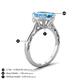 4 - Chand 2.24 ctw Emerald shape Blue Topaz (8x6 mm) Accented Cadillac shape Lab Grown Diamonds Three Stone Women Engagement Ring 