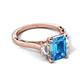 5 - Chand 2.24 ctw Emerald shape Blue Topaz (8x6 mm) Accented Cadillac shape Lab Grown Diamonds Three Stone Women Engagement Ring 