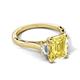 5 - Chand 1.74 ctw Emerald shape Yellow Sapphire (8x6 mm) Accented Cadillac shape Lab Grown Diamonds Three Stone Women Engagement Ring 