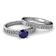 2 - Ronia 1.81 ctw Classic Blue Sapphire (6.00 mm) Accented Lab Grown Diamonds Bridal Set Ring  