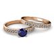 2 - Ronia 1.81 ctw Classic Blue Sapphire (6.00 mm) Accented Lab Grown Diamonds Bridal Set Ring  