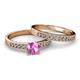 2 - Ronia 1.61 ctw Classic Pink Sapphire (6.00 mm) Accented Lab Grown Diamonds Bridal Set Ring  