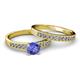 2 - Ronia 1.58 ctw Classic Tanzanite (6.50 mm) Accented Lab Grown Diamonds Bridal Set Ring  