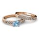 2 - Ronia 1.53 ctw Classic Aquamarine (6.50 mm) Accented Lab Grown Diamonds Bridal Set Ring  