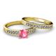 2 - Ronia 1.53 ctw Classic Pink Tourmaline (6.50 mm) Accented Lab Grown Diamonds Bridal Set Ring  
