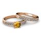 2 - Ronia 1.53 ctw Classic Citrine (6.50 mm) Accented Lab Grown Diamonds Bridal Set Ring  