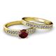 2 - Ronia 1.71 ctw Classic Red Garnet (6.50 mm) Accented Lab Grown Diamonds Bridal Set Ring  