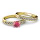 2 - Ronia 1.66 ctw Classic Rhodolite Garnet (6.50 mm) Accented Lab Grown Diamonds Bridal Set Ring  