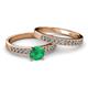 2 - Ronia 1.46 ctw Classic Emerald (6.00 mm) Accented Lab Grown Diamonds Bridal Set Ring  