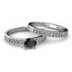 2 - Ronia 1.66 ctw Classic Black Diamond (6.00 mm) Accented Lab Grown Diamonds Bridal Set Ring  