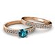 2 - Ronia 1.61 ctw Classic London Blue Topaz (6.50 mm) Accented Lab Grown Diamonds Bridal Set Ring  
