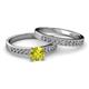 2 - Ronia 1.66 ctw Classic Yellow Diamond (6.50 mm) Accented Lab Grown Diamonds Bridal Set Ring  