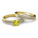 2 - Ronia 1.66 ctw Classic Yellow Diamond (6.50 mm) Accented Lab Grown Diamonds Bridal Set Ring  