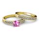 2 - Ronia 1.61 ctw Classic Pink Sapphire (6.00 mm) Accented Lab Grown Diamonds Bridal Set Ring  