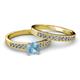 2 - Ronia 1.53 ctw Classic Aquamarine (6.50 mm) Accented Lab Grown Diamonds Bridal Set Ring  