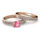 2 - Ronia 1.53 ctw Classic Pink Tourmaline (6.50 mm) Accented Lab Grown Diamonds Bridal Set Ring  