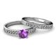 2 - Ronia 1.53 ctw Classic Amethyst (6.50 mm) Accented Lab Grown Diamonds Bridal Set Ring  