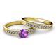 2 - Ronia 1.53 ctw Classic Amethyst (6.50 mm) Accented Lab Grown Diamonds Bridal Set Ring  