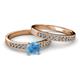 2 - Ronia 1.61 ctw Classic Blue Topaz (6.50 mm) Accented Lab Grown Diamonds Bridal Set Ring  
