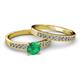 2 - Ronia 1.46 ctw Classic Emerald (6.00 mm) Accented Lab Grown Diamonds Bridal Set Ring  