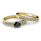 2 - Ronia 1.66 ctw Classic Black Diamond (6.00 mm) Accented Lab Grown Diamonds Bridal Set Ring  