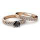 2 - Ronia 1.66 ctw Classic Black Diamond (6.00 mm) Accented Lab Grown Diamonds Bridal Set Ring  