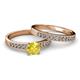 2 - Ronia 1.61 ctw Classic Yellow Sapphire (6.00 mm) Accented Lab Grown Diamonds Bridal Set Ring  