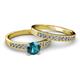 2 - Ronia 1.61 ctw Classic London Blue Topaz (6.50 mm) Accented Lab Grown Diamonds Bridal Set Ring  