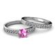2 - Ronia 1.61 ctw Classic Pink Sapphire (6.00 mm) Accented Lab Grown Diamonds Bridal Set Ring  