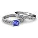 2 - Ronia 1.58 ctw Classic Tanzanite (6.50 mm) Accented Lab Grown Diamonds Bridal Set Ring  