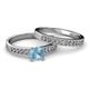 2 - Ronia 1.53 ctw Classic Aquamarine (6.50 mm) Accented Lab Grown Diamonds Bridal Set Ring  