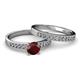 2 - Ronia 1.71 ctw Classic Red Garnet (6.50 mm) Accented Lab Grown Diamonds Bridal Set Ring  