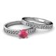 2 - Ronia 1.66 ctw Classic Rhodolite Garnet (6.50 mm) Accented Lab Grown Diamonds Bridal Set Ring  