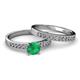 2 - Ronia 1.46 ctw Classic Emerald (6.00 mm) Accented Lab Grown Diamonds Bridal Set Ring  