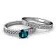 2 - Ronia 1.66 ctw Classic Blue Diamond (6.50 mm) Accented Lab Grown Diamonds Bridal Set Ring  