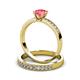 3 - Ronia 1.53 ctw Classic Pink Tourmaline (6.50 mm) Accented Lab Grown Diamonds Bridal Set Ring  