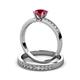 3 - Ronia 1.61 ctw Classic Ruby (6.00 mm) Accented Lab Grown Diamonds Bridal Set Ring  