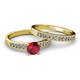 2 - Ronia 1.61 ctw Classic Ruby (6.00 mm) Accented Lab Grown Diamonds Bridal Set Ring  