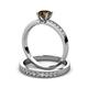 3 - Ronia 1.66 ctw Classic Smoky Quartz (6.50 mm) Accented Lab Grown Diamonds Bridal Set Ring  