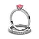 3 - Ronia 1.53 ctw Classic Pink Tourmaline (6.50 mm) Accented Lab Grown Diamonds Bridal Set Ring  