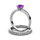 3 - Ronia 1.53 ctw Classic Amethyst (6.50 mm) Accented Lab Grown Diamonds Bridal Set Ring  