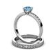 3 - Ronia 1.61 ctw Classic Blue Topaz (6.50 mm) Accented Lab Grown Diamonds Bridal Set Ring  
