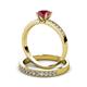 3 - Ronia 1.66 ctw Classic Rhodolite Garnet (6.50 mm) Accented Lab Grown Diamonds Bridal Set Ring  